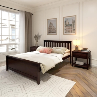 Max & Lily Bett 140x200 cm inklusive Lattenrost, Doppelbett - mit Stauraum unter dem Bett, Bettgestell mit Kopfteil, Holzbett aus neuseeländischem Kieferholz, dunkel braun