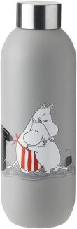 Stelton Trinkflasche Keep Cool Moomin, Wasserflasche, Edelstahl pulverbeschichtet, Light Grey, 750 ml, 1372-4