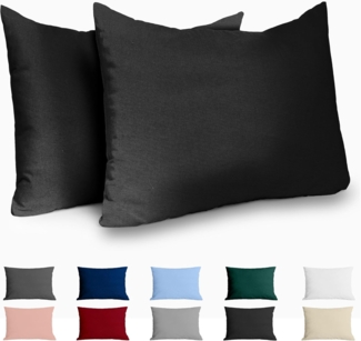 Dreamzie Kissenbezug 40x60 Baumwolle Renforcé (2er-Set) - Schwarz - Dicht gewebt mit 57 Fäden/cm² - Kissenbezug 40x60 - Oeko Tex Zertifiziert
