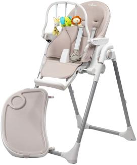 Engel & Storch Baby Hochstuhl TANELI Kinderhochstuhl Babystuhl mitwachsender Hochstuhl Verstellbar und Klappbar, Abnehmbares Tablett und inklusive Spielebogen - in der Farbe Grau