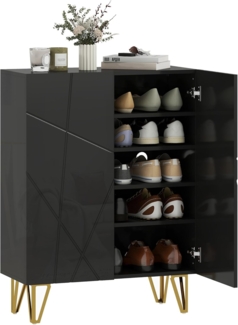 HOMCOM Schuhschrank für 15-20 Paar Schuhe (Größe 43, 1-St, mit Türen) Metallbeine, Schwarz