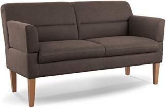 CAVADORE 2,5-Sitzer Küchensofa Kira / Sitzbank für Küche, Esszimmer oder Wohnküche inkl. Armteilverstellung / Leichte Fleckenentfernung dank Soft Clean / 168 x 94 x 81 / Flachgewebe: Braun