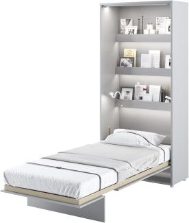 MEBLINI Schrankbett Bed Concept - BC-03 - 90x200cm Vertikal - Grau Matt mit Matratze - Wandbett mit Lattenrost - Klappbett mit Schrank - Wandklappbett - Murphy Bed - Bettschrank