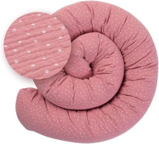 ULLENBOOM ® Baby Kuschelschlange 200x13 cm Musselin Rosa (Made in EU) - In vielen Farben und Größen, Bezug: 100% OEKO TEX Baumwolle, Nestchenschlange, Für Wickeltisch geeignet