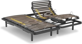 Ferlex - Elektrisches Doppelbett | Robustes Gestell | robuste Holzlatten (160x190 cm, kabellose Fernbedienung)