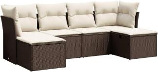 vidaXL 6-tlg. Garten-Sofagarnitur mit Kissen Braun Poly Rattan 3263239