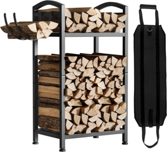 Yorbay Kaminholzregal aus Metall mit Tragetasche, Brennholz-Ständer & Transportbeutel, BxTxH:40.5 x 28 x 76 cm, für Kamin, Ofen & Garten