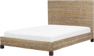 Doppelbett Rattan natürlich Lattenrost 140 x 200 cm SALBRIS