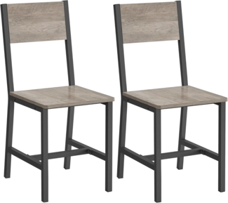 Vasagle Esszimmerstühle, Küchenstühle, 2er Set, Metallrahmen, für Esszimmer, Wohnzimmer, Küche, greige meliert-mattgrau