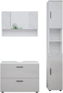 Vicco Badmöbelset Irma Weiß Hochglanz modern 80 cm 30 cm Badezimmerschrank Badschrank Badezimmermöbel Waschtischunterschrank Spiegelschrank Hochschrank Schranktür Schrankfach Schrankschublade