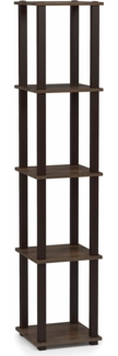Furinno Eckregal mit 5 Ebenen und Vierkantrohr, holz, Nussbaum/Braun, 29. 46x29. 46x146. 56 cm