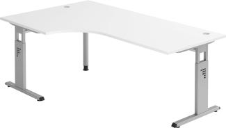 bümö® Stabiler Schreibtisch höhenverstellbar 200x120 cm | Eckschreibtisch in Weiß | Büroschreibtisch mit Höheneinstellung | Tisch für Büro | Bürotisch in 9 Größen & 7 Dekoren