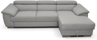 Domo Collection David Sofa, Ecksofa mit Rückenfunktion, Eckcouch, 272x166 cm, Funktionssofa mit Federkern in grau