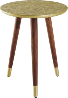 riess-ambiente Beistelltisch ALCAZAR Ø50cm antik gold / braun (Einzelartikel, 1-St), Wohnzimmer · rund · Metall · Mango-Massivholz · Handmade · Design