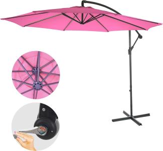 Ampelschirm Acerra, Sonnenschirm Sonnenschutz, Ø 3m neigbar, Polyester/Stahl 11kg ~ pink ohne Ständer