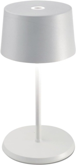 Zafferano, Olivia Mini Lampe, Tragbare und Wiederaufladbare Tischlampe mit Touch Control, Geeignet für Wohnzimmer und Außenbereich, Dimmer, 2200-3000 K, Höhe 22 cm, Farbe Weiß