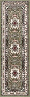 Orientalischer Kurzflor Teppich Parun Täbriz Grün - 80x250x0,9cm