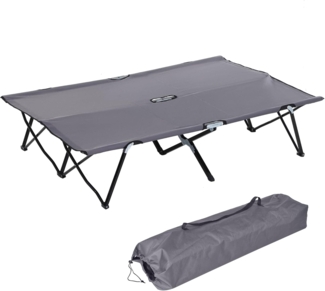 Outsunny Feldbett Campingbett Klappbar für 2 Personen (Klappbett) Stahl Oxford Grau 193 x 125 x 40 cm