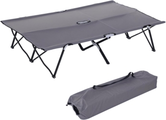 Outsunny Feldbett Campingbett Klappbar für 2 Personen (Klappbett) Stahl Oxford Grau 193 x 125 x 40 cm