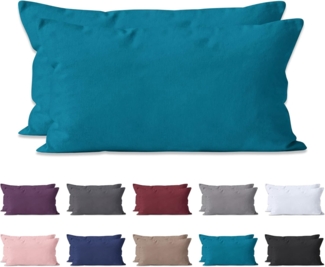 Hometex Premium Textiles Kissenbezug 2-er Set Kissenbezug Mikrofaser, Doppelpack Kissenhüllen ca. 95 g/m², Dekorative Dekokissen Sofakissen Lendenkissen Wurfkissenbezug mit Reißverschluss