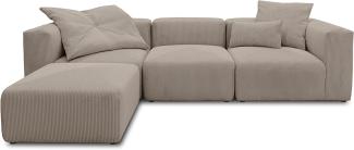 DOMO Collection Malia Ecksofa, Modulsofa in L-Form, bestehend aus 4 Modulen, Sofa, Couch, braun, 301x193 cm