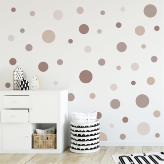yabaduu Kreise Set 120 Stück Punkte Wandtattoo Kinderzimmer Schlafzimmer Babyzimmer Aufkleber Folie Deko Selbstklebend für Junge Mädchen Pastell Y068 (Y068-13 Beige)