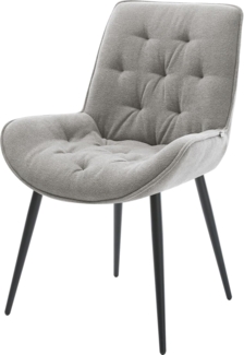 Esszimmerstuhl Taimi-Flex Strukturstoff Soft Grau 4-Fuß konisch Schwarz