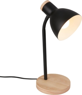 BRILONER - Nachttischlampe mit Kabelschalter, schwenkbar, E14, max. 10W, Tischlampe, Lampe, Schreibtischlampe, Tischleuchte, Bürolampe, Leselampe Bett, Leselicht, 14x38 cm, Schwarz-Holz