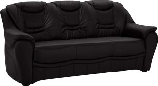 Cavadore 3-Sitzer Bansa mit Federkern / Polstercouch in Kunstleder / 198 x 94 x 95 / Lederoptik Schwarz