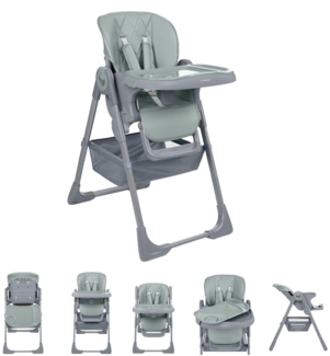 Kikkaboo Kinderhochstuhl Comfy höhenverstellbar, Gurt, Doppeltablett, klappbar türkis