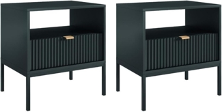 Vente-unique - 2er-Set Nachttische mit 1 Schublade & 1 Ablage - Schwarz - LIOUBA von Pascal Morabito