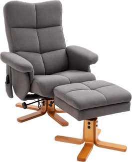 HOMCOM Massagesessel mit Fußhocker Relaxsessel Fernsehsessel TV Sessel 145°-Neigung Polyester Dunkelgrau 80 x 86 x 99 cm