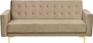 Schlafsofa 3-Sitzer Samtstoff sandbeige ABERDEEN