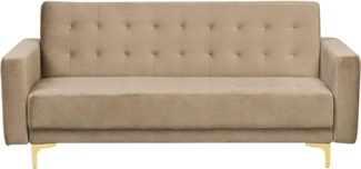 Schlafsofa 3-Sitzer Samtstoff sandbeige ABERDEEN