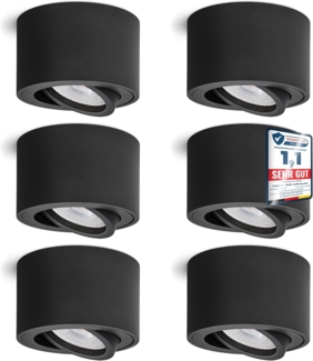 linovum LED Aufbaustrahler 6 x Aufbauleuchte SMOL schwenkbar in schwarz matt & rund mit LED, Warmweiß