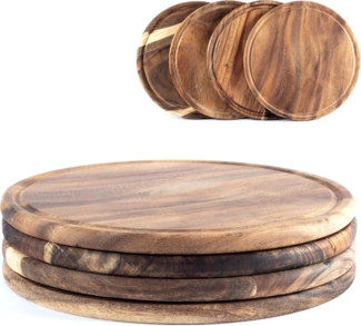 Hanseküche Schneidebrett Schneidebrett Set, Akazie, (Holzbrett Küche groß, 4-St, mit Saftrille, Küchenbrett, massives Schneidbrett), Hochwertige Schneidebretter