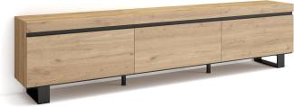 Skraut Home | TV-Schrank, Lowboard | für Wohnzimmer und Esszimmer | 240 x 57 x 35 cm | Industriedesign | Moderner Stil | Eiche