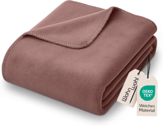 WOHNWOHL Kuscheldecke 150x200 cm • weiche Tagesdecke • Sofadecke • Wohndecke • Winterdecke • Ökotex Zertifizierte Baumwolldecke • Farbe: Altrosa