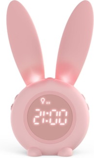 EXTSUD LED Nachtlicht Kinder Lichtwecker Cute Rabbit Kinderwecker, Creative Nachttischlampe Snooze-Funktion zeitgesteuertes Nachtlicht