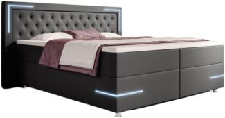 Boxspringbett Verona mit LED (Kunstleder) 140x200 Grau H4