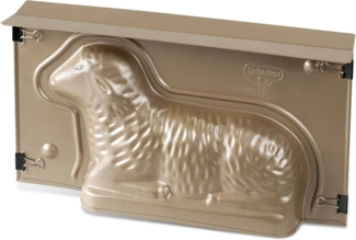 Dr. Oetker Lammbackform Goldiges Ostern, hochwertige Lammform, Osterbackform aus Stahlblech, Backform mit Antihaftbeschichtung, Form für die Osterfeier, handliche Motivbackform (Farbe: Gold)