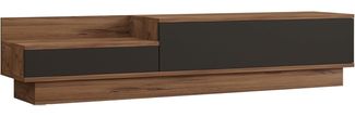 Hanah Home Scandinavian TV Stand, Atlantic Pine & Anthracite, 160 x 35 x 35 cm | 100% Melamine Coated, 18 mm Thick | Stylish Design with Additional Storage & Shelves