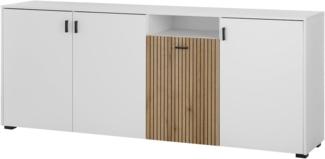 Sideboard Merced in weiß matt und Eiche 200 cm