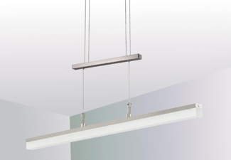 TRANGO LED Pendelleuchte, 2014-012A Design stufenlos dimmbare & höhenverstellbar LED Pendelleuchte in Edelstahl-Optik ca. 850mm Lang inkl. 1x 20 Watt LED Modul 3000K warmweiß *WOW* Esstischleuchte - Hängelampe - Deckenleuchte, Wohnzimmerlampe mit satin...