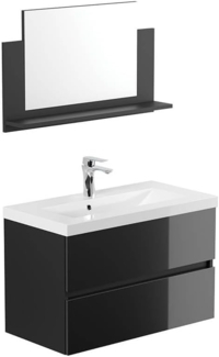 HOME DELUXE Badmöbel Komplettset WANGEROOGE BIG DELUXE M - Schwarz Made in Germany