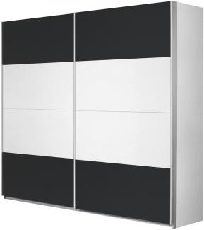 Rauch Schwebetürenschrank Kleiderschrank Weiß Alpin 2-türig, Absetzungen in Grau Metallic Nachbildung, BxHxT 181 x 210 x 62 cm