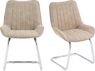 SeedWave Freischwinger 2er Set, Ergonomisch Gepolstert mit PU-Bezug, Robuste Stahlbeine, Rutschfest, Vertikale Ziernähte, Leicht Aufzubauen, Modernes Design