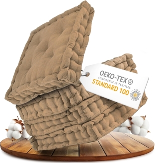 Gräfenstayn Sitzkissen 4er Set 40x40 cm mit 8 cm Polsterung aus 100 % Baumwolle -, robustes Sitzkissen für Indoor & Outdoor, bequemes Bodenkissen