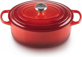 Le Creuset Bräter 'Signature' , Gusseisen , Oval, für alle Herdarten und Induktion geeignet, Kirschrot, 27,0 cm