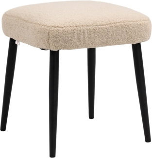 HOMCOM Fußhocker Fußstütze mit Kaschmir-Optik (Sitzhocker Quadratischer, 1 St, Schminkhocker), Beige 42 x 42 x 47 cm